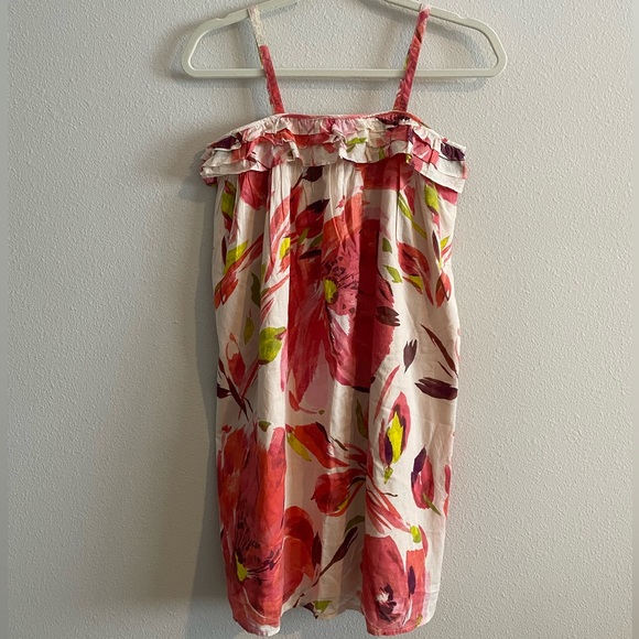 NWT Gap Kids Sundress Ruffles Sleeveless Dress Girl’s XL 12 Pink Floral - Picture 1 of 8